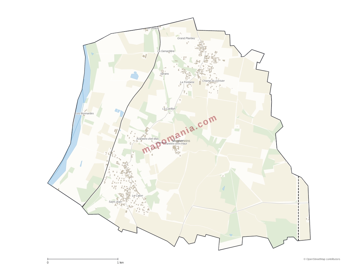 Carte de Mogneneins à personnaliser