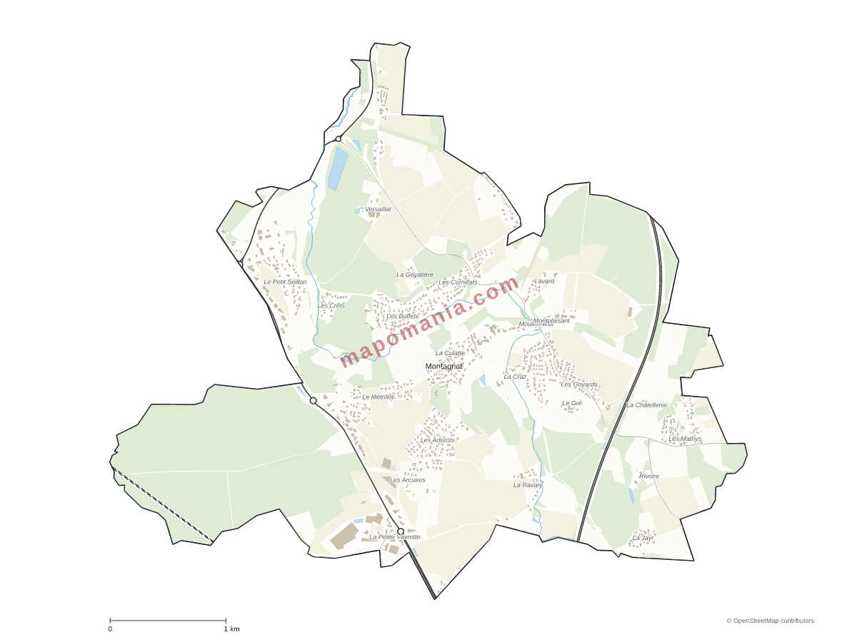 Carte de Montagnat à personnaliser