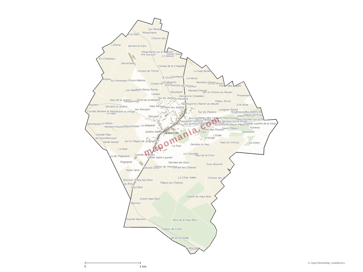 Carte de Tantonville à personnaliser