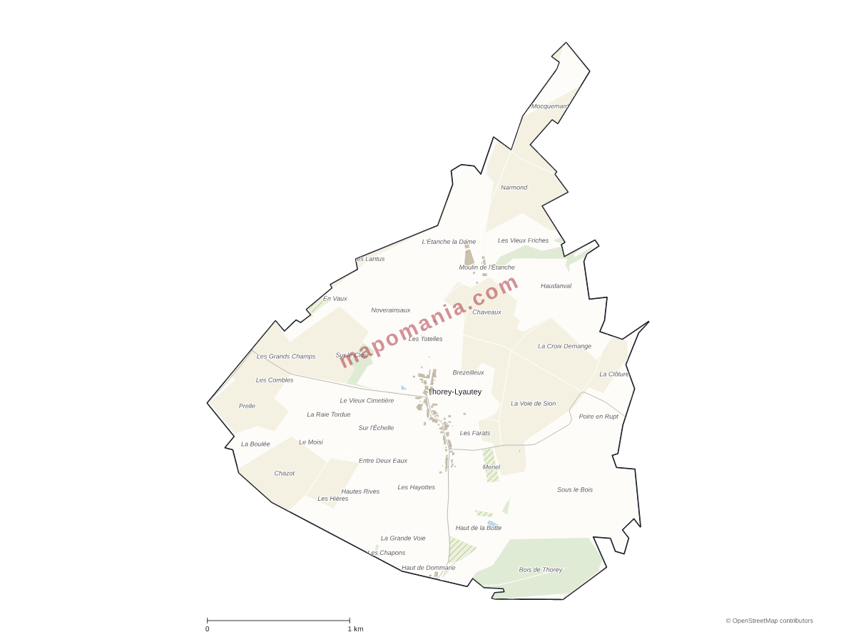 Carte de Thorey-Lyautey à personnaliser