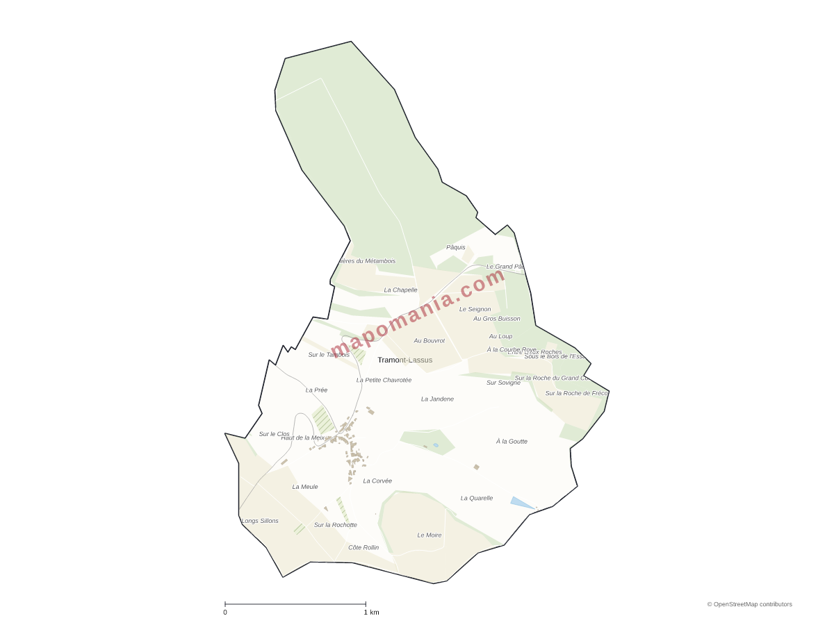 Carte de Tramont-Lassus à personnaliser