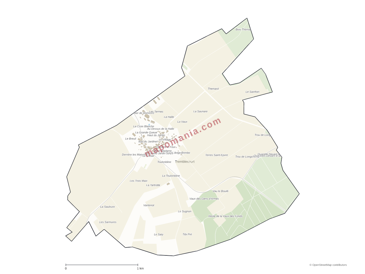 Carte de Tremblecourt à personnaliser