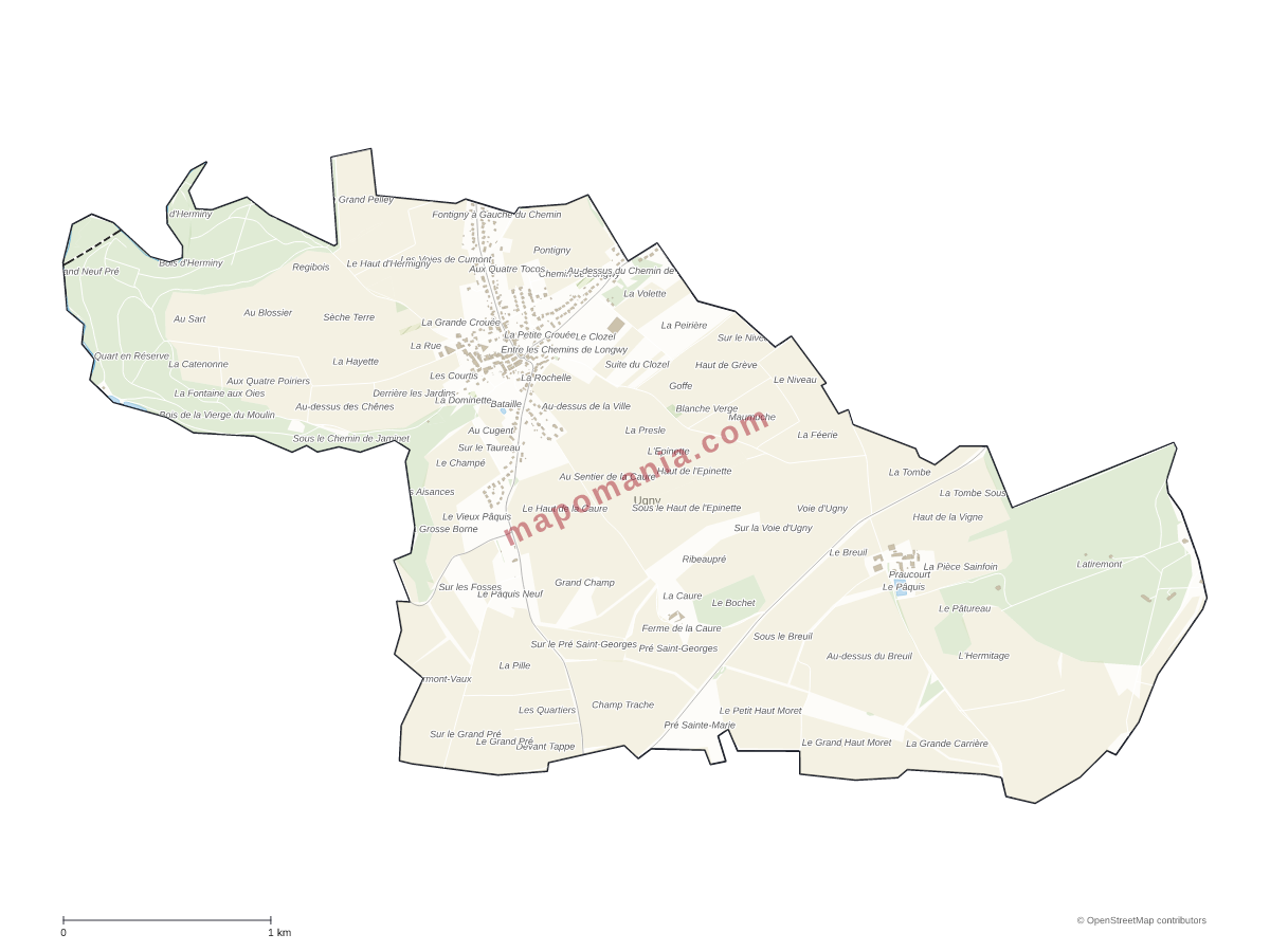 Carte de Ugny à personnaliser