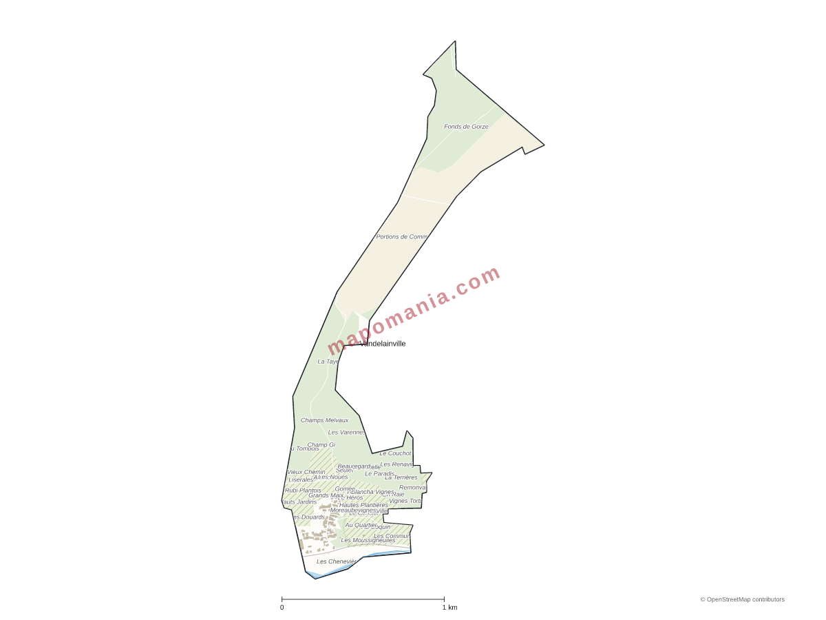 Carte de Vandelainville à personnaliser