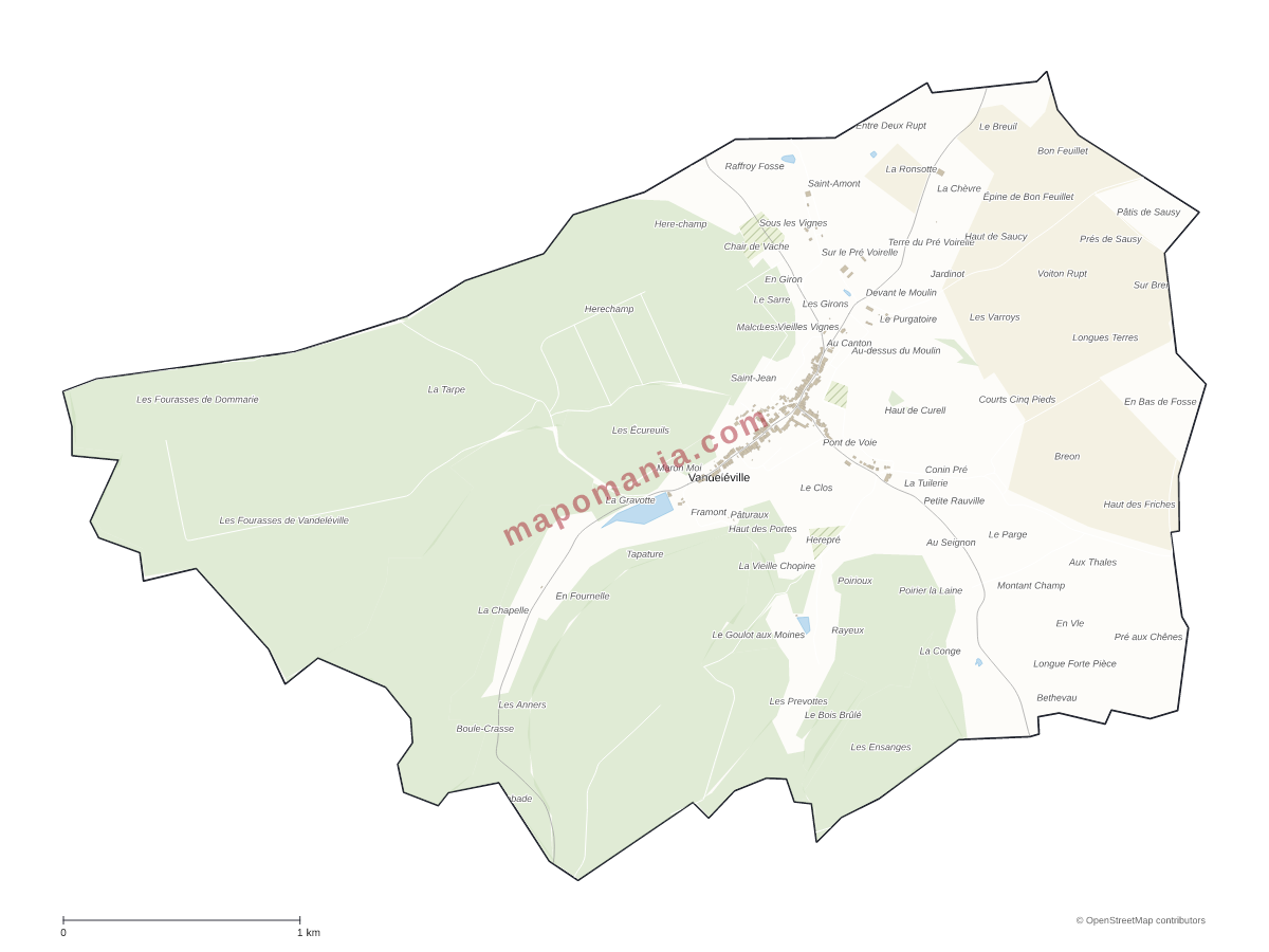 Carte de Vandeléville à personnaliser