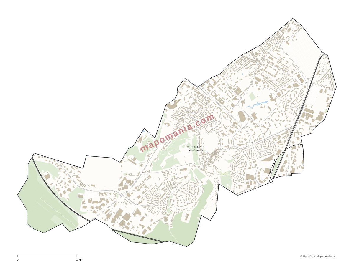 Carte de Vandœuvre-lès-Nancy à personnaliser