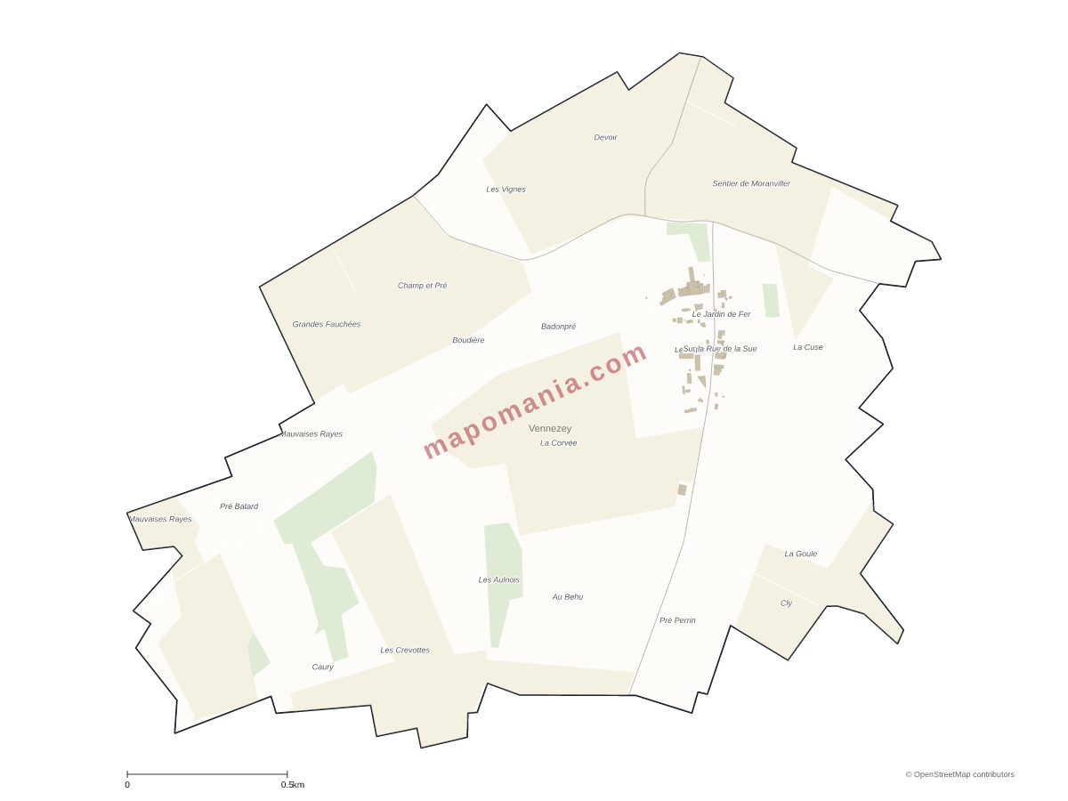 Carte de Vennezey à personnaliser