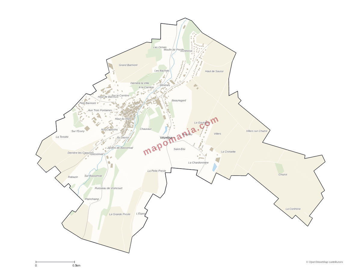 Carte de Vézelise à personnaliser