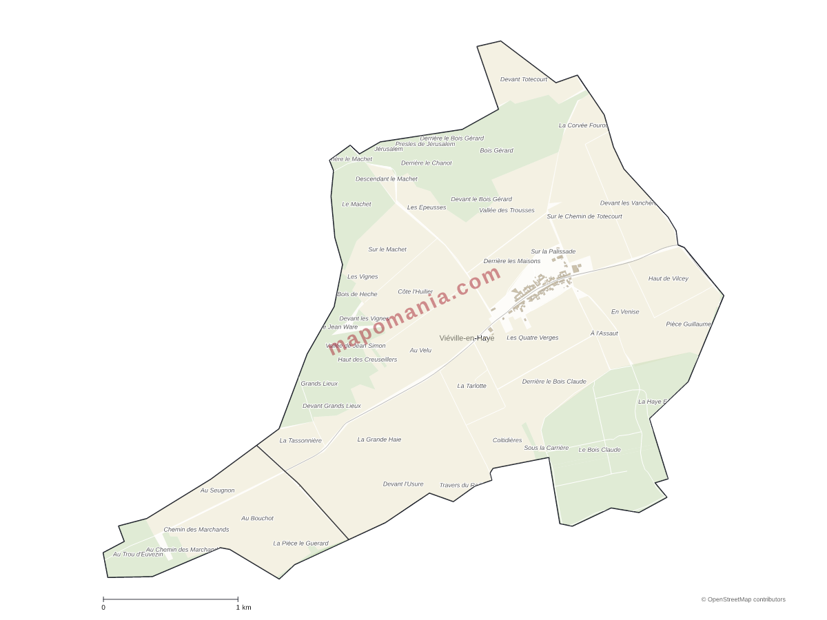 Carte de Viéville-en-Haye à personnaliser