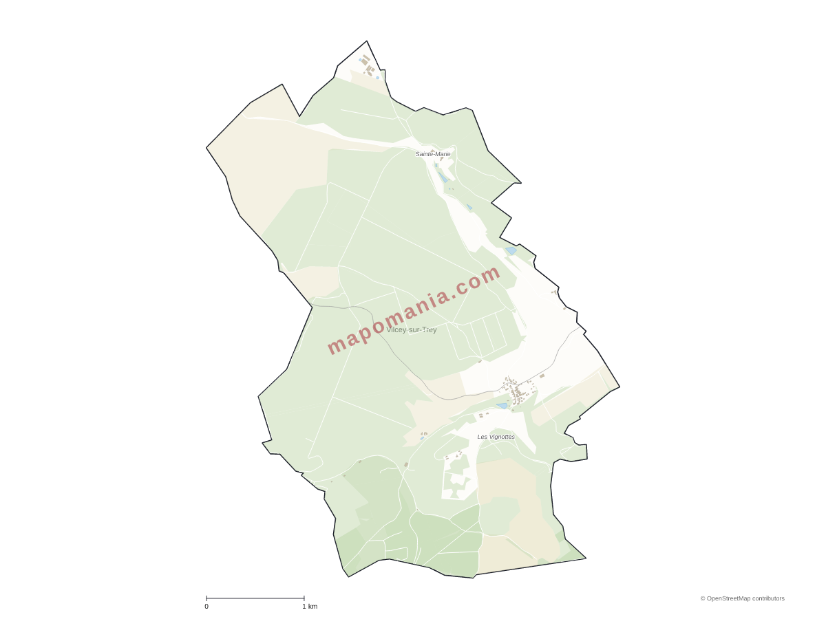 Carte de Vilcey-sur-Trey à personnaliser