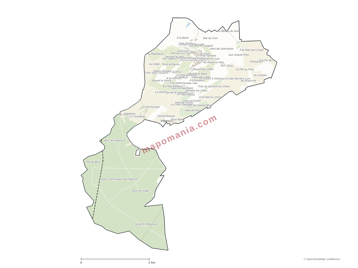 Carte de Villacourt à personnaliser