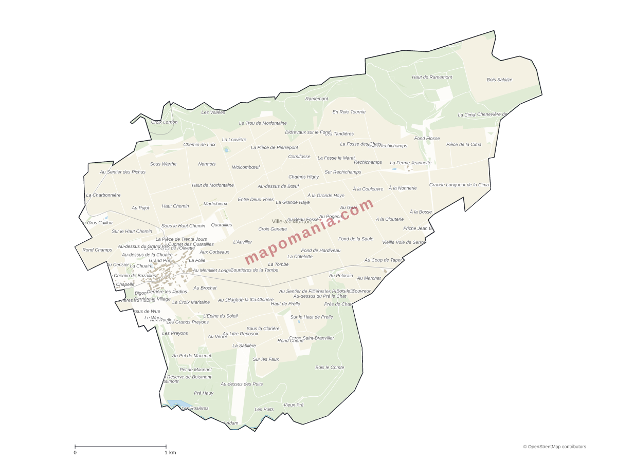 Carte de Ville-au-Montois à personnaliser