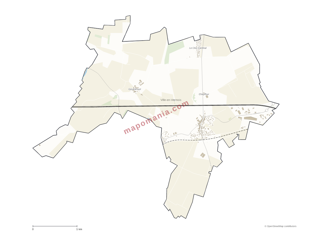 Carte de Ville-en-Vermois à personnaliser