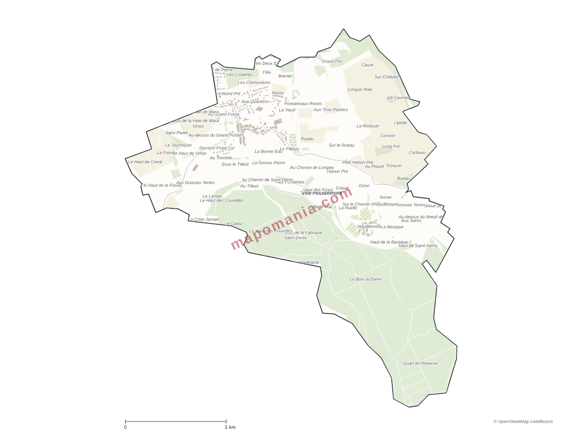 Carte de Ville-Houdlémont à personnaliser