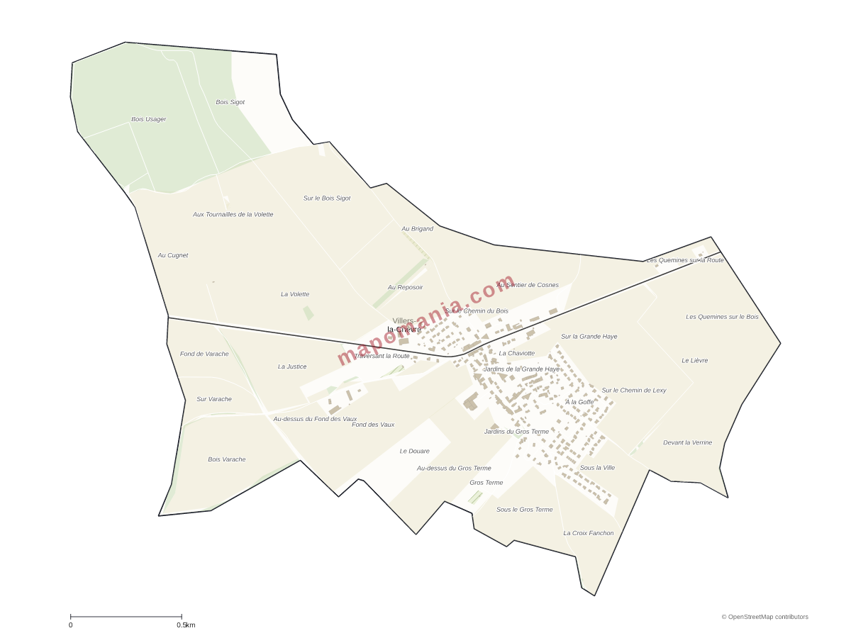 Carte de Villers-la-Chèvre à personnaliser