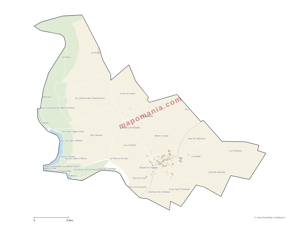 Carte de Villers-le-Rond à personnaliser