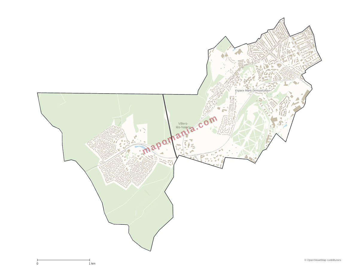 Carte de Villers-lès-Nancy à personnaliser