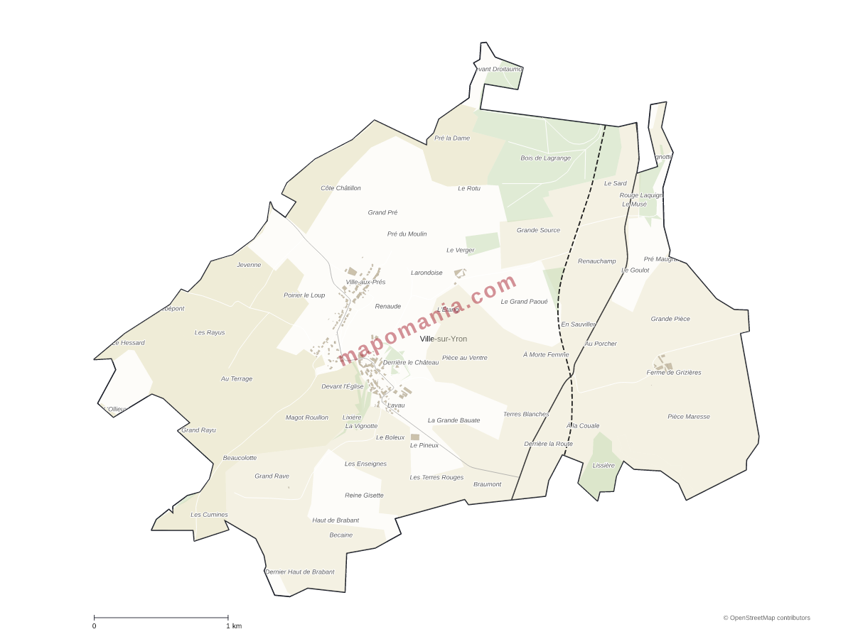 Carte de Ville-sur-Yron à personnaliser