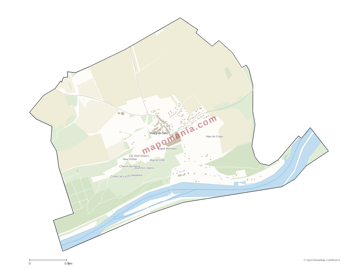 Carte de Villey-le-Sec à personnaliser
