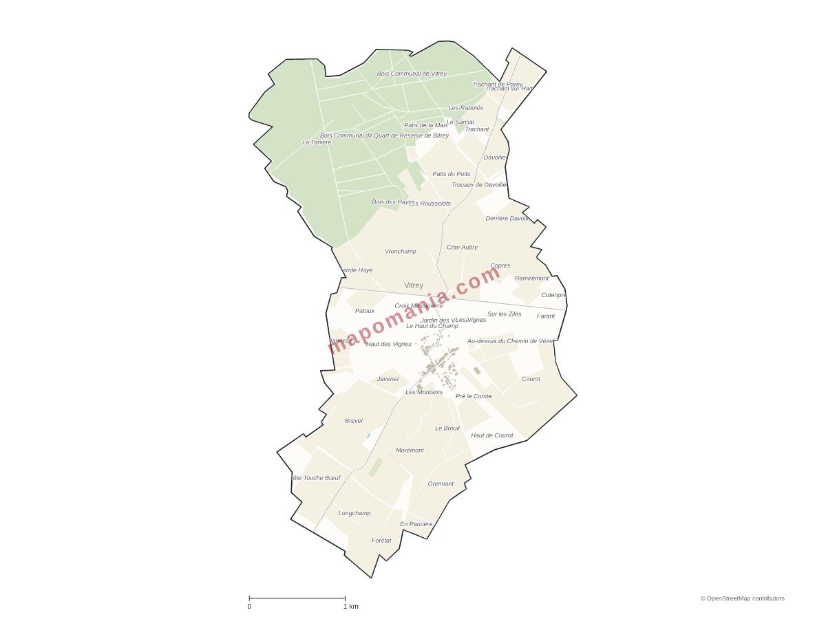 Carte de Vitrey à personnaliser