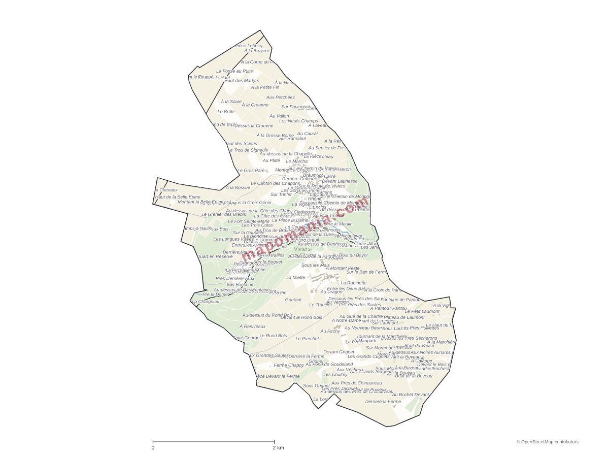 Carte de Viviers-sur-Chiers à personnaliser