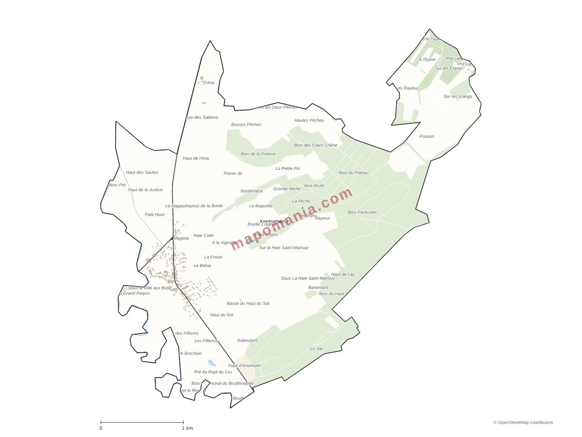 Carte de Xermaménil à personnaliser