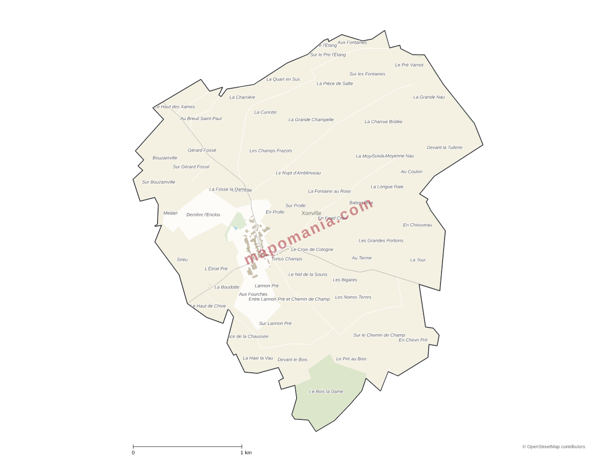 Carte de Xonville à personnaliser