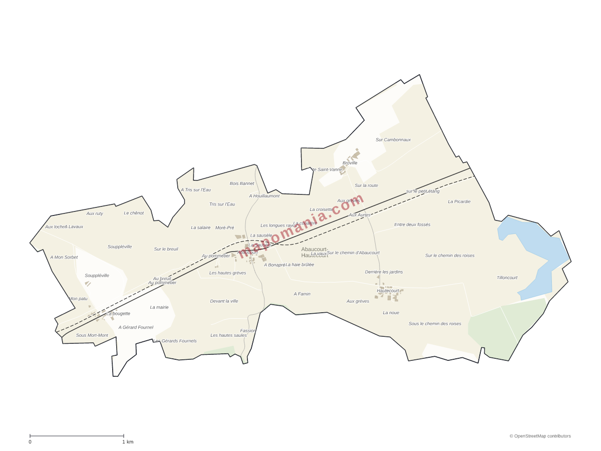 Carte de Abaucourt-Hautecourt à personnaliser