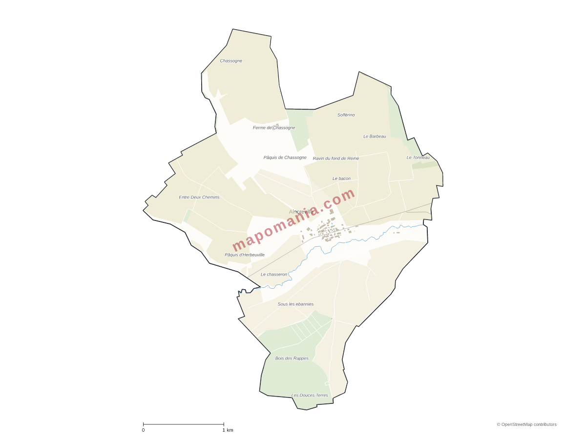 Carte de Aincreville à personnaliser
