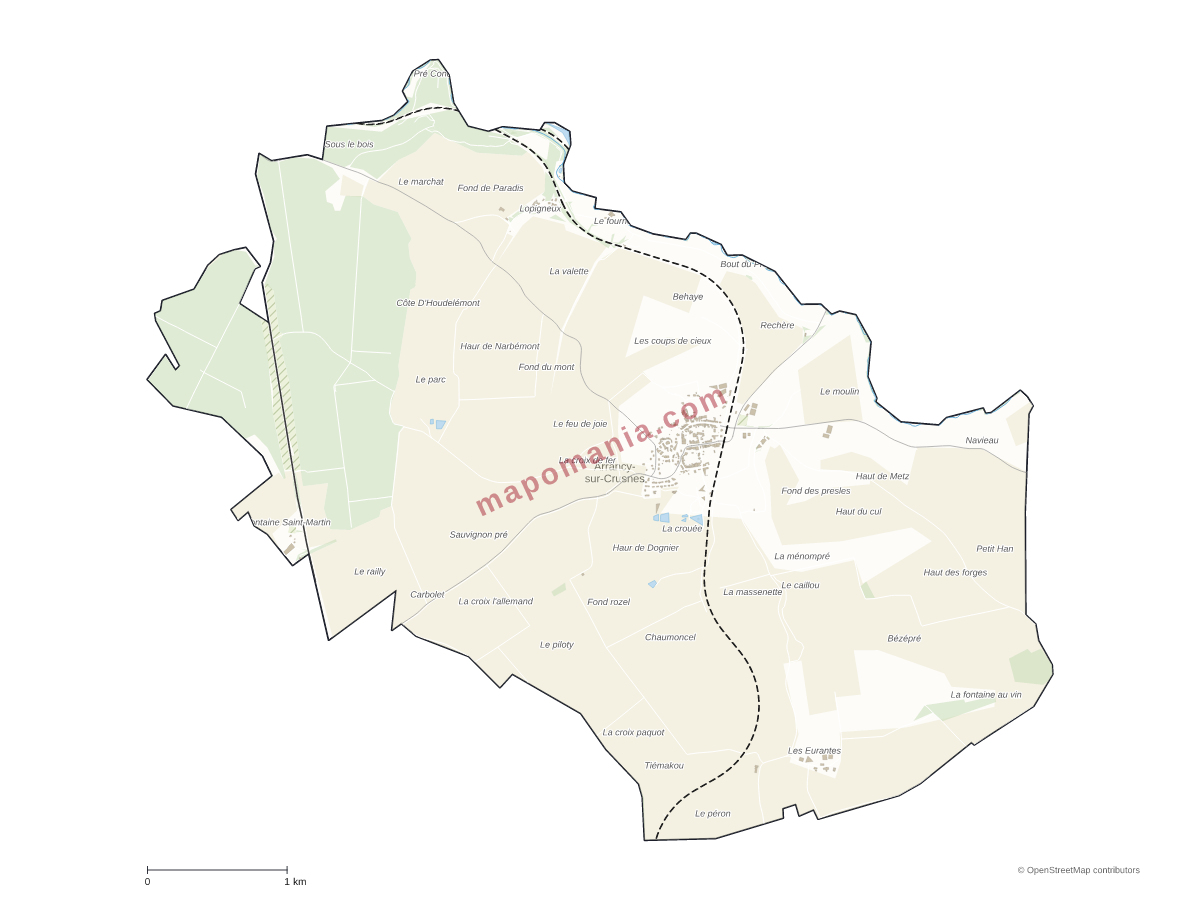Carte de Arrancy-sur-Crusnes à personnaliser