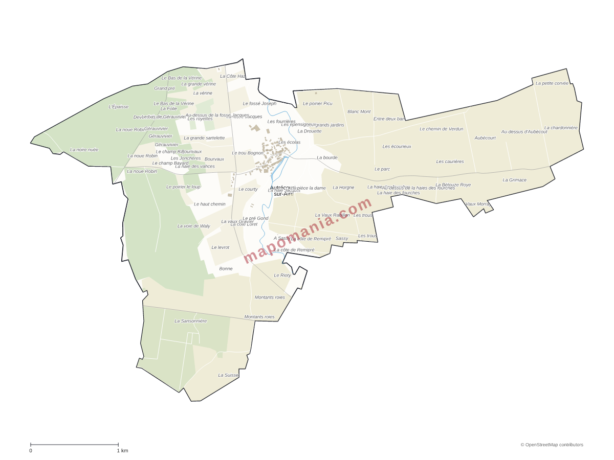 Carte de Autrécourt-sur-Aire à personnaliser