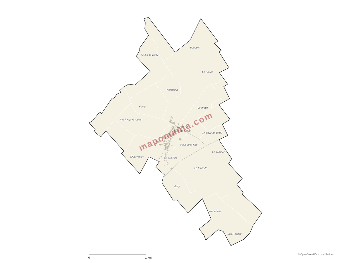 Carte de Avillers-Sainte-Croix à personnaliser