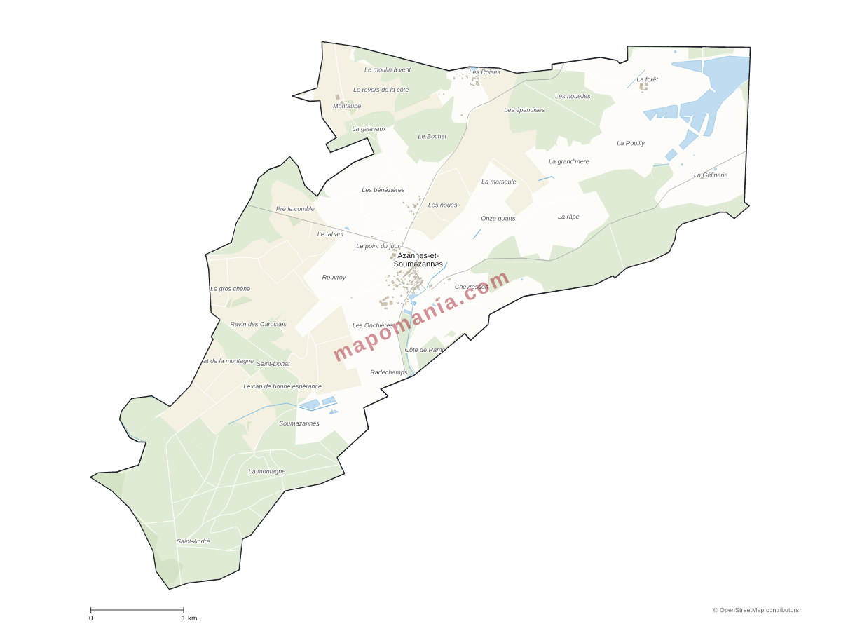 Carte de Azannes-et-Soumazannes à personnaliser