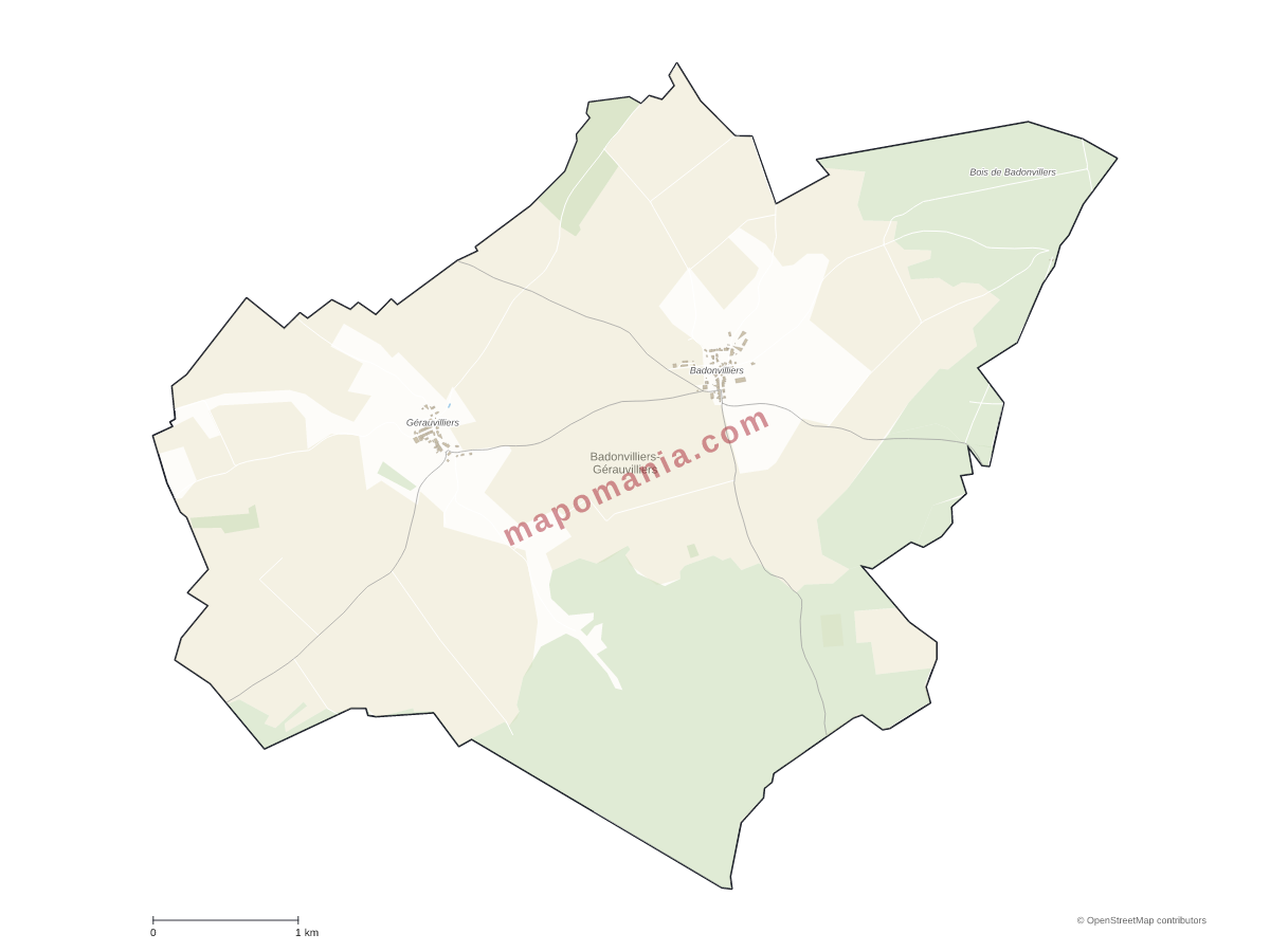 Carte de Badonvilliers-Gérauvilliers à personnaliser