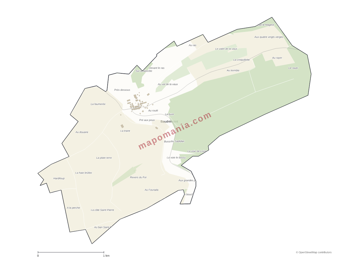 Carte de Baudrémont à personnaliser