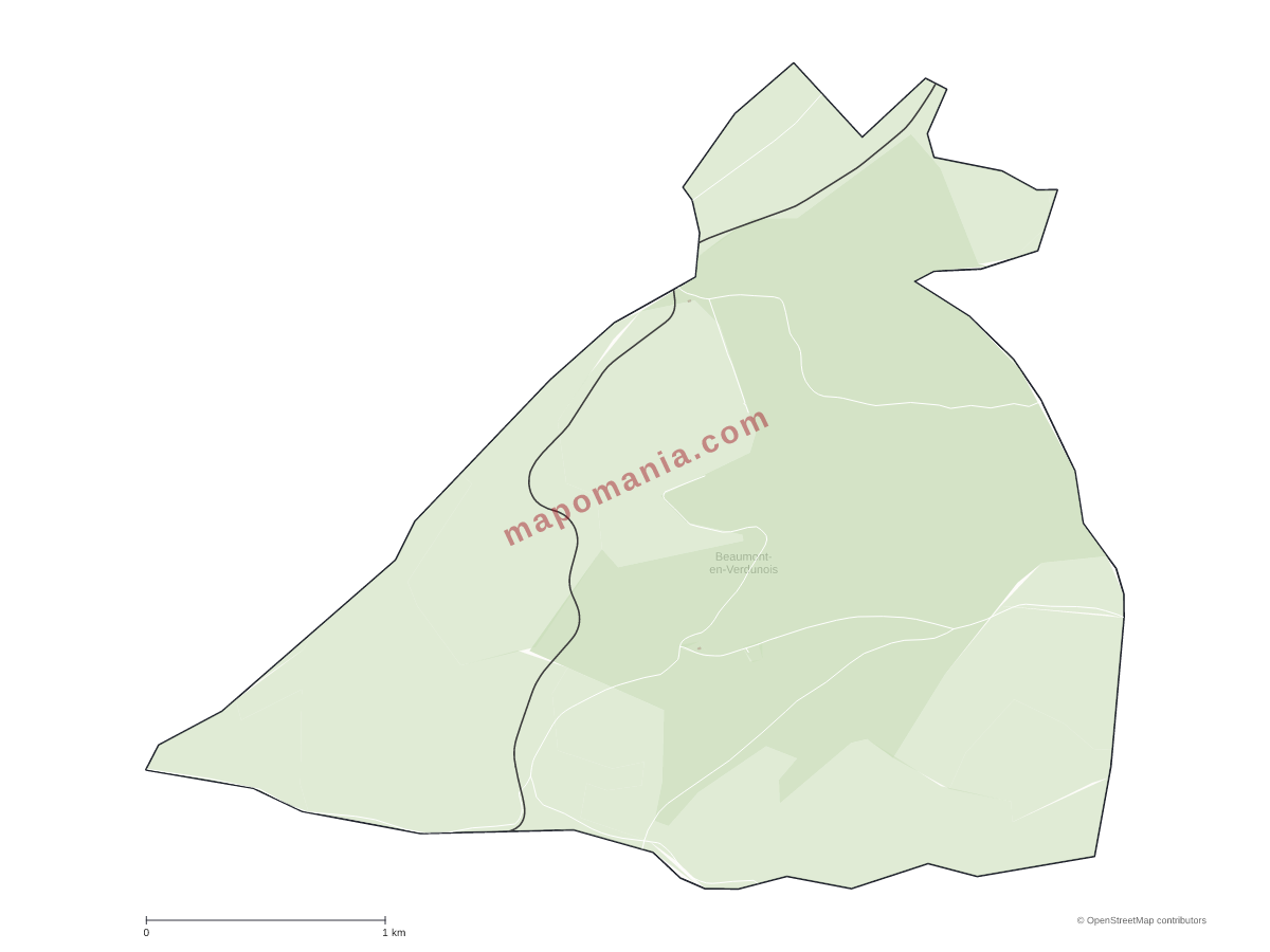 Carte de Beaumont-en-Verdunois à personnaliser