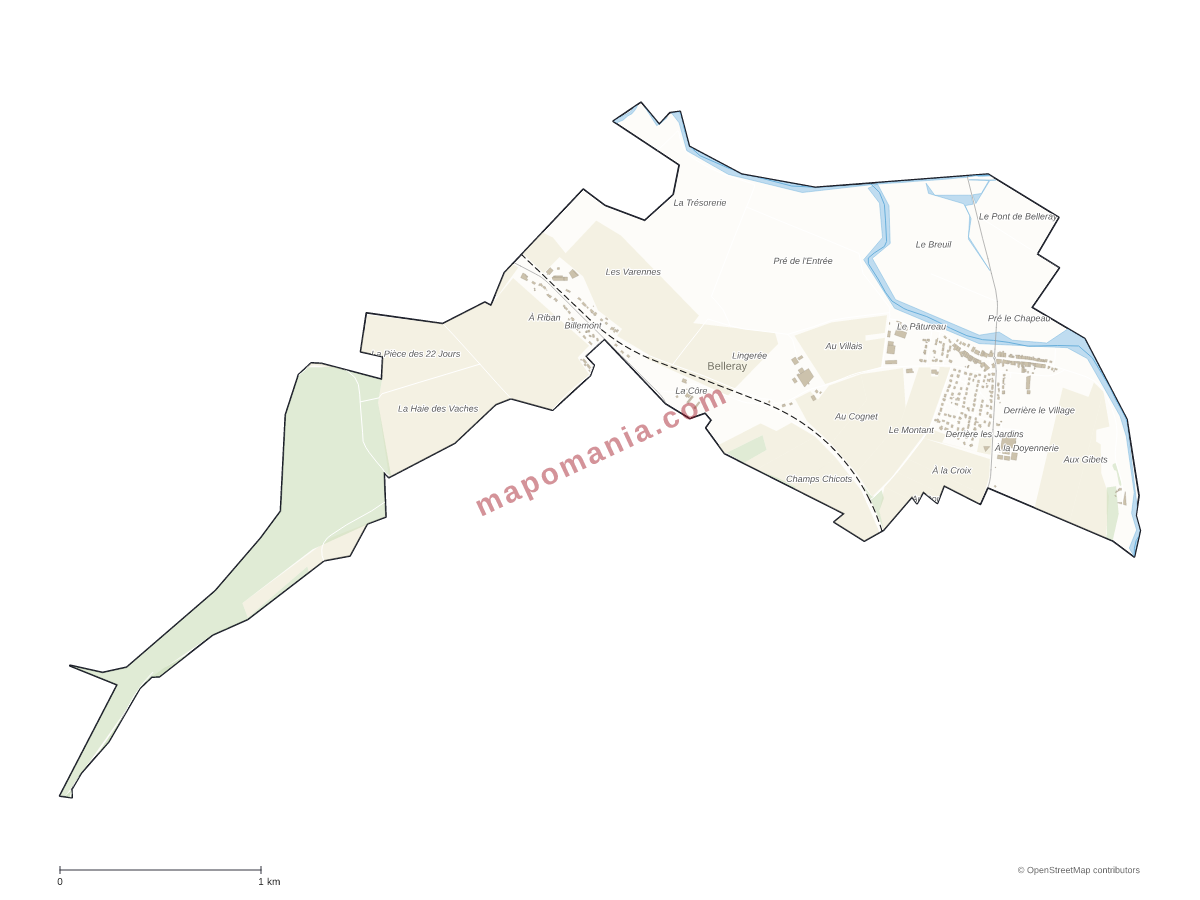 Carte de Belleray à personnaliser
