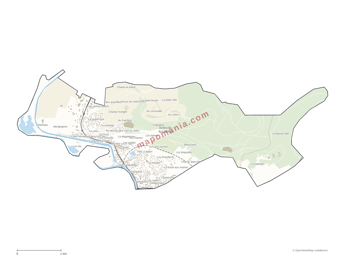 Carte de Belleville-sur-Meuse à personnaliser