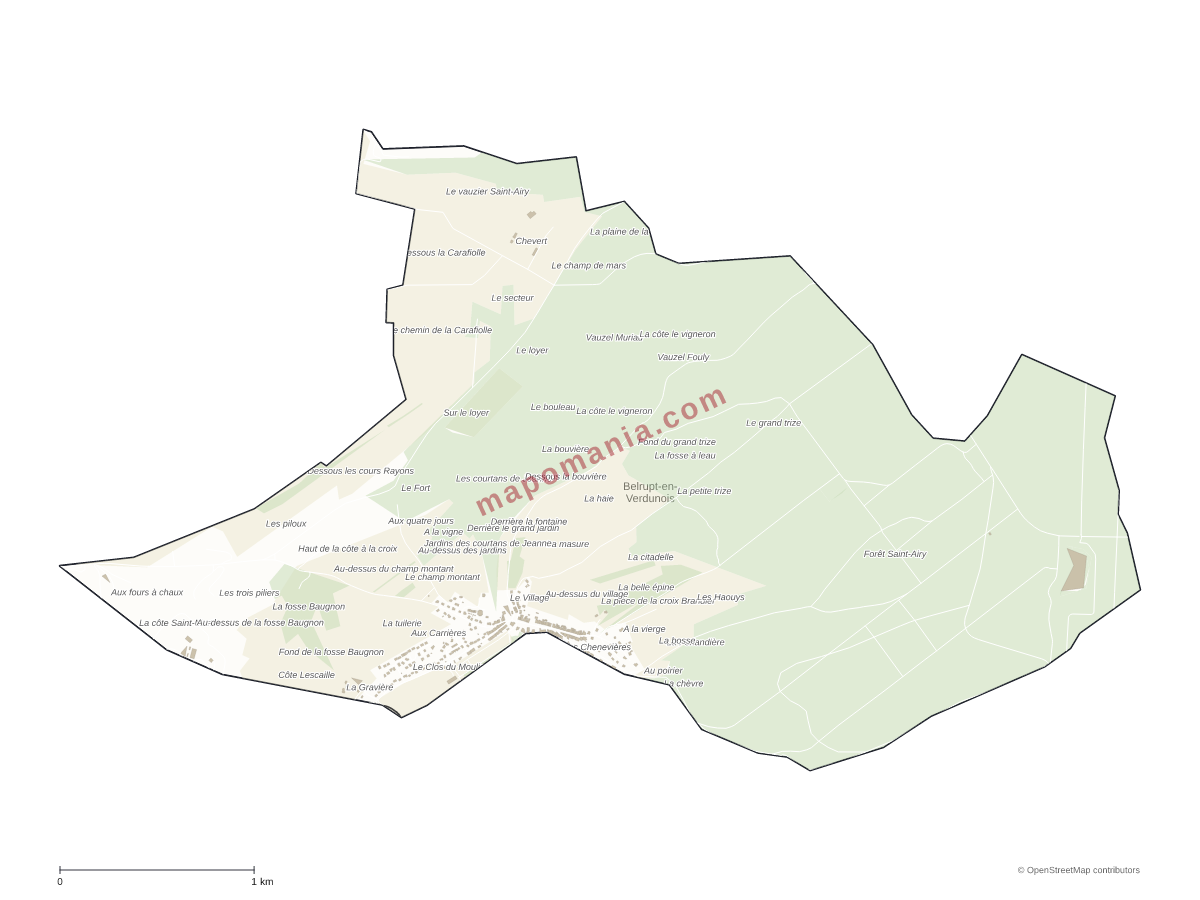 Carte de Belrupt-en-Verdunois à personnaliser