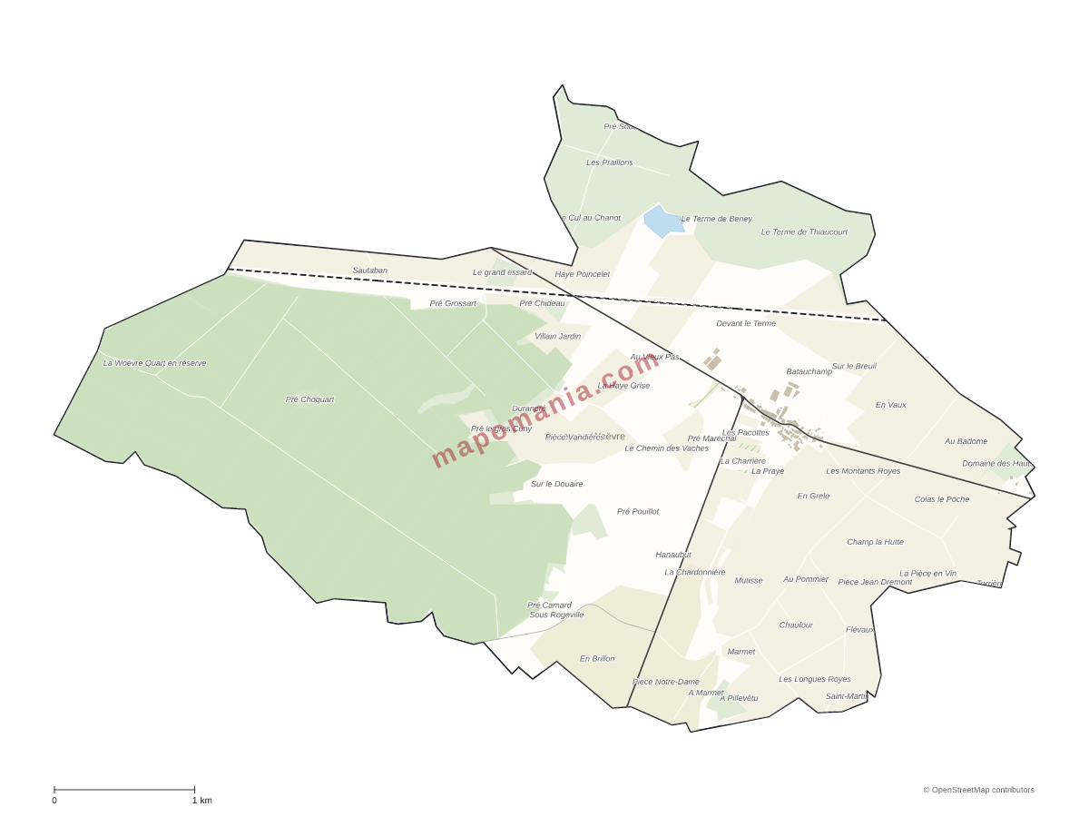 Carte de Beney-en-Woëvre à personnaliser