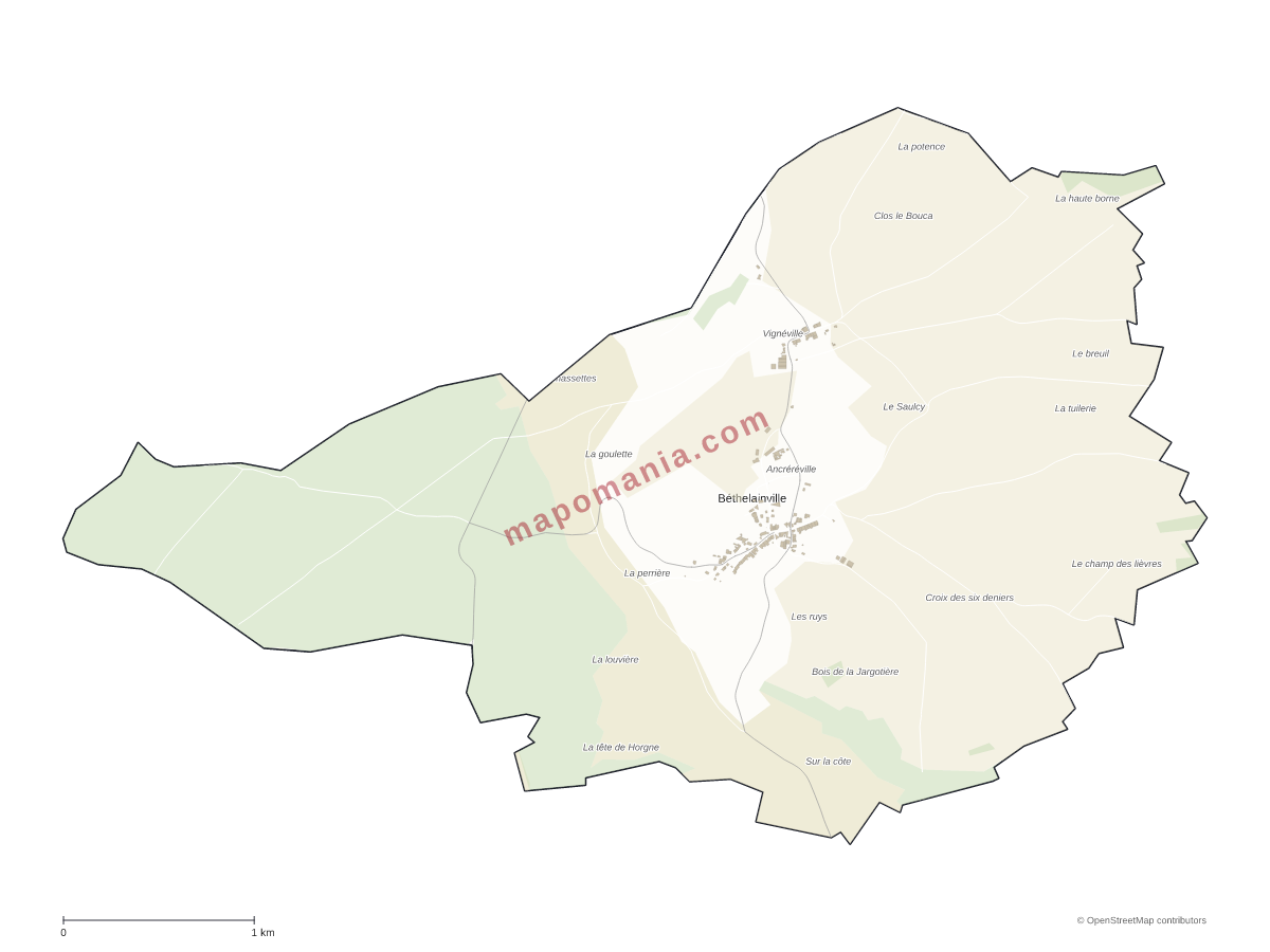 Carte de Béthelainville à personnaliser
