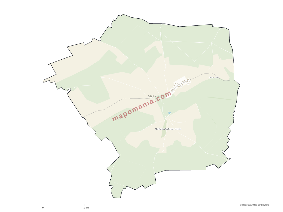 Carte de Béthincourt à personnaliser