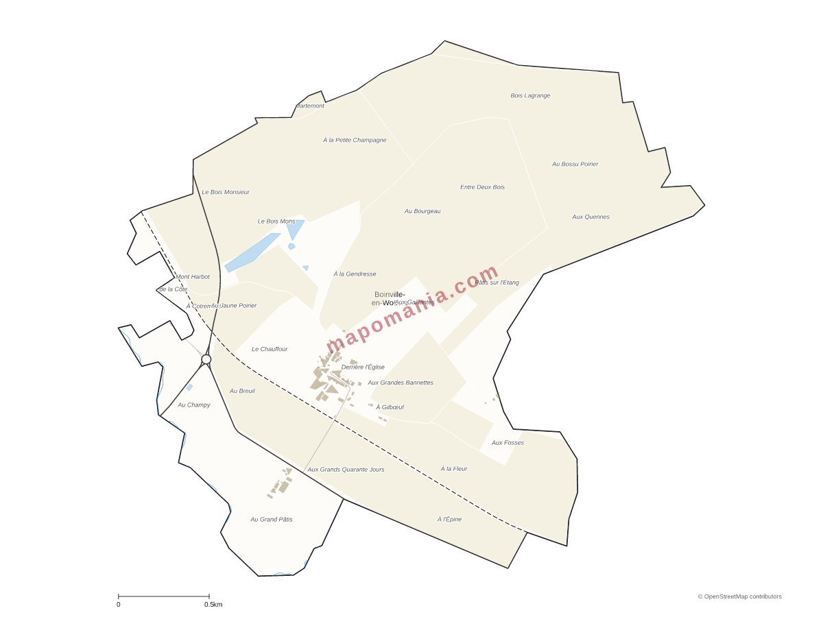 Carte de Boinville-en-Woëvre à personnaliser