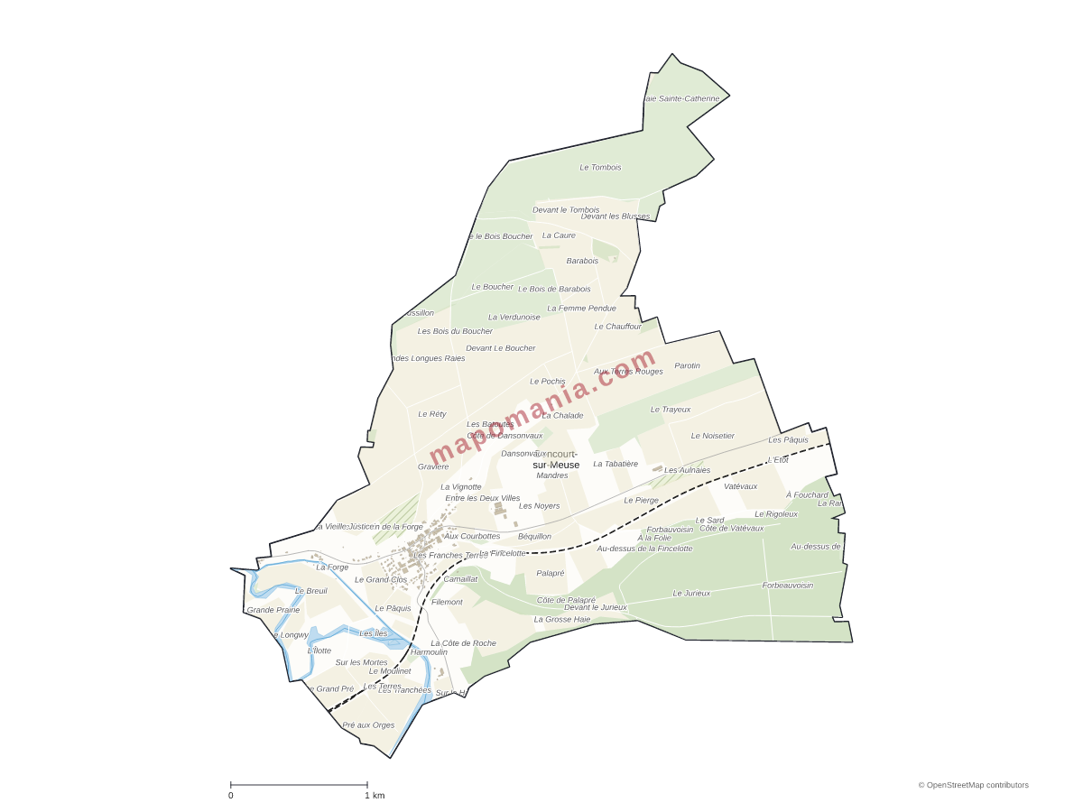 Carte de Boncourt-sur-Meuse à personnaliser