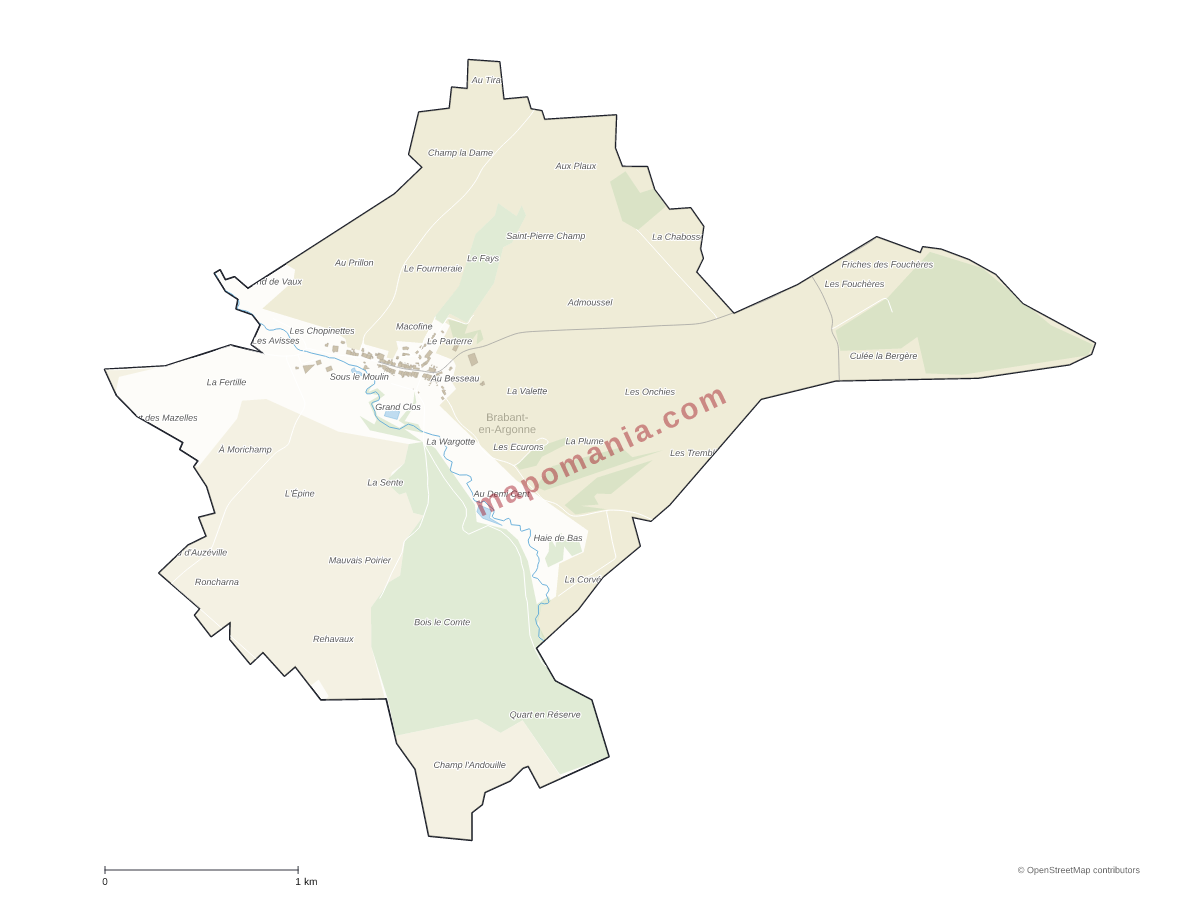 Carte de Brabant-en-Argonne à personnaliser