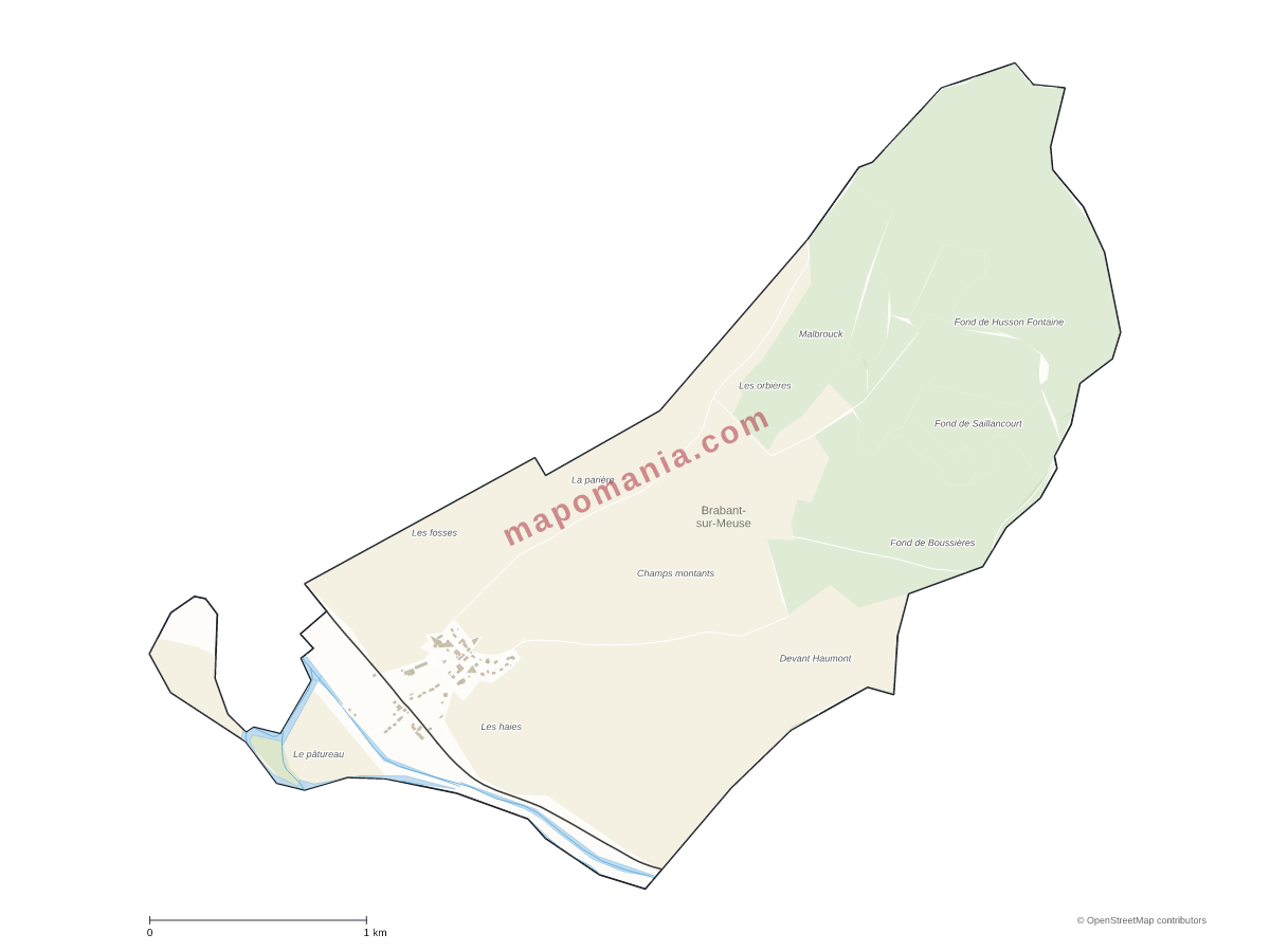 Carte de Brabant-sur-Meuse à personnaliser