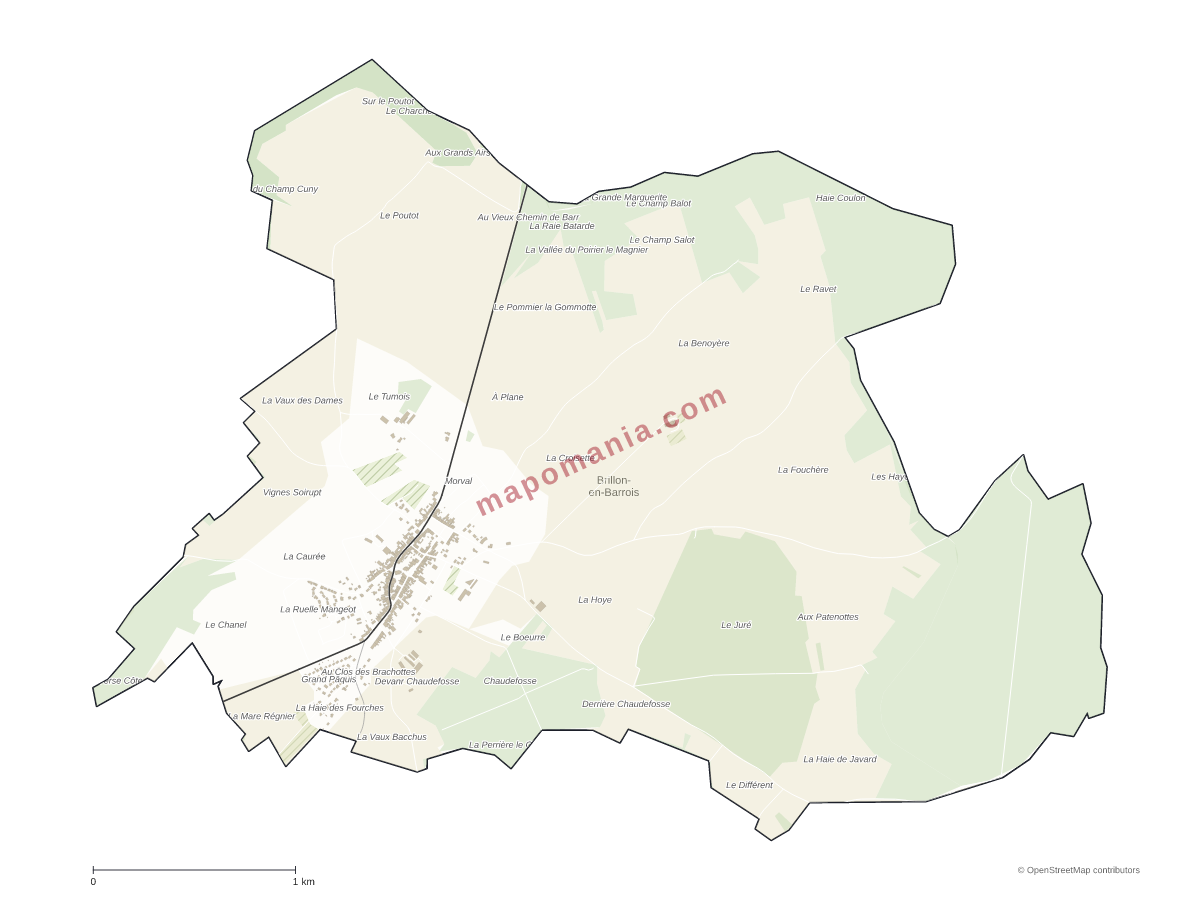 Carte de Brillon-en-Barrois à personnaliser