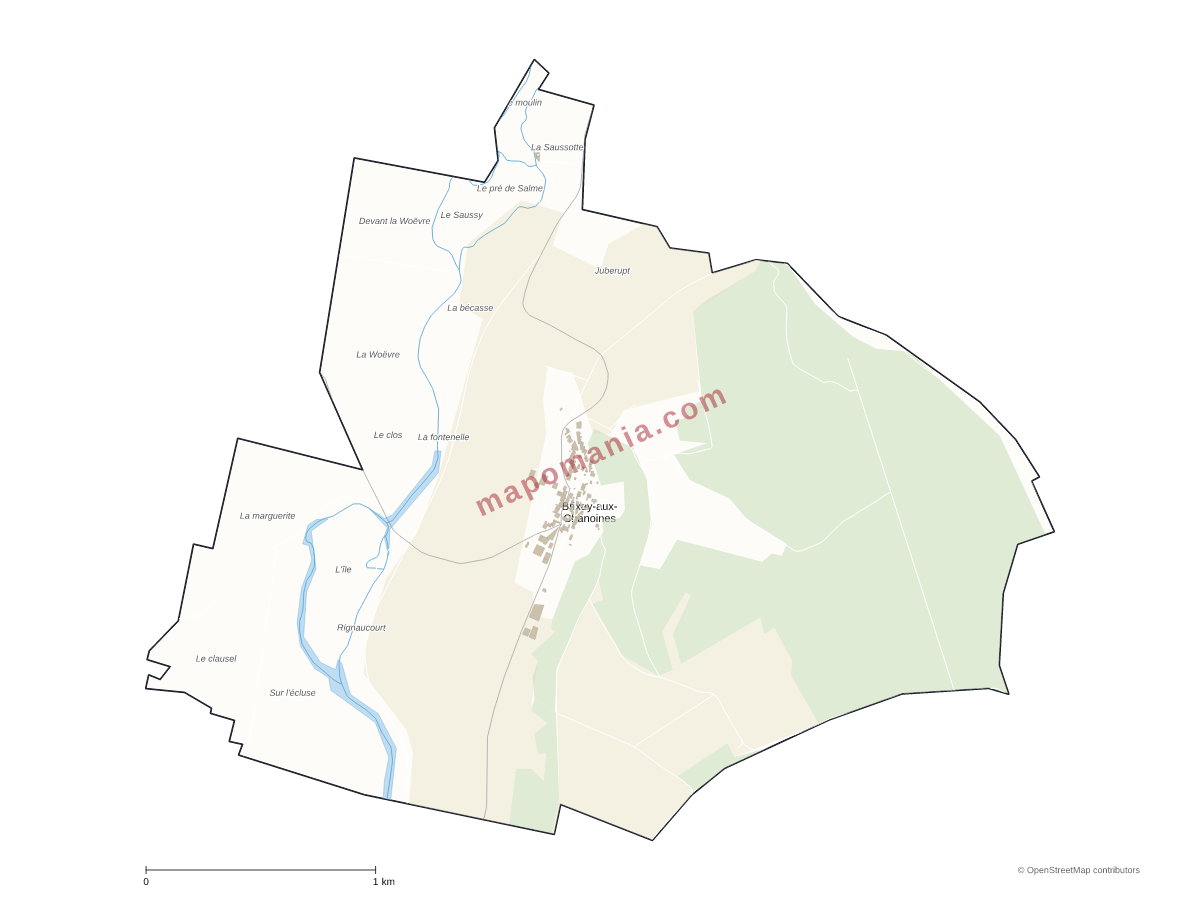 Carte de Brixey-aux-Chanoines à personnaliser