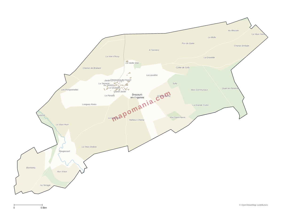Carte de Brocourt-en-Argonne à personnaliser