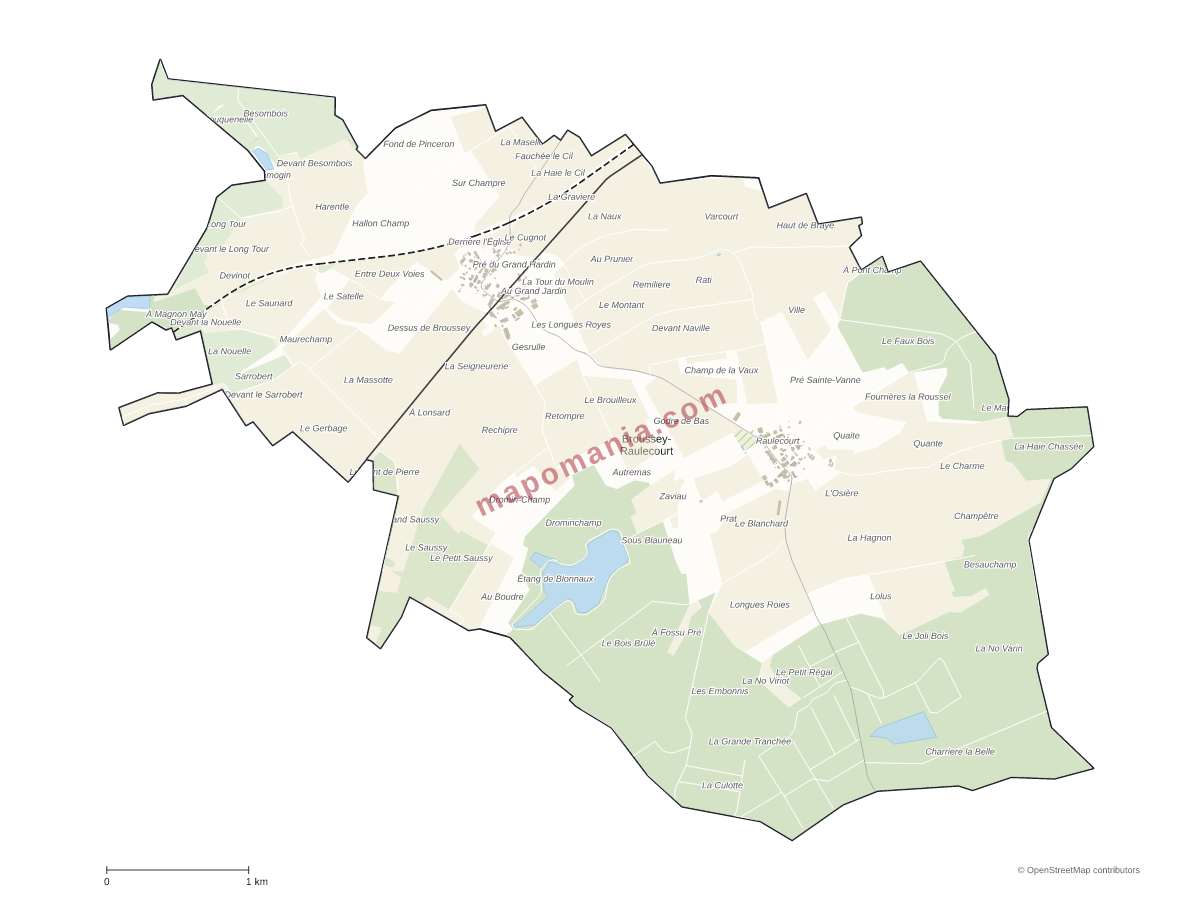 Carte de Broussey-Raulecourt à personnaliser